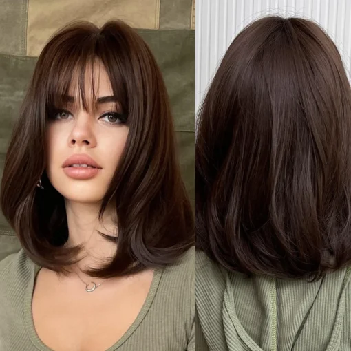 SARLA Whole Sale Cheap Lovely Ladies Hair Wigs Sale Online Sewing Machine Synthetic Short Curly Bob Wigs With Bangs For Women - Image 6