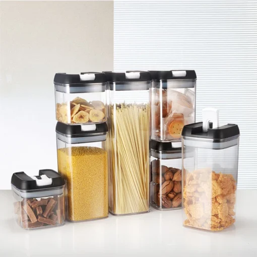 Hot selling storage jar plastic clear airtight kitchen food storage box kitchen containers set jars with lid - Image 6