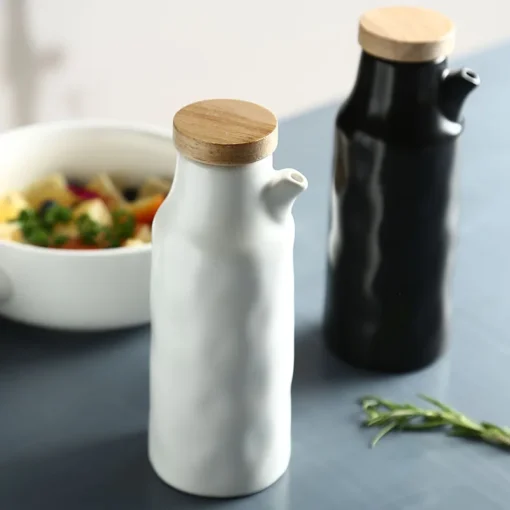 Household kitchen supplies seasoning pot ceramic soy sauce vinegar bottle Japanese oil pot seasoning pot seasoning oil bottle - Image 2