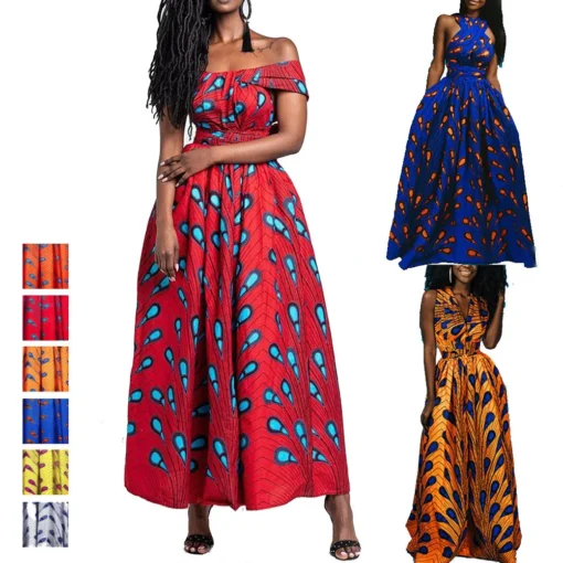 2024 Summer Fashion Sexy Elegant Multiple Wear Print Long Casual Maxi African Dresses Clothing - Image 6