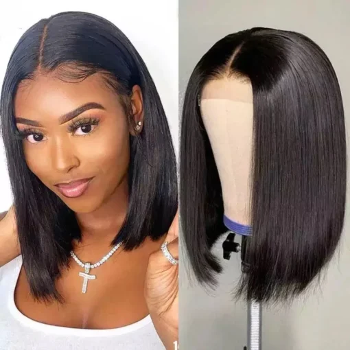 double drawn bob wig 100% raw remy virgin human hair swiss transparent hd lace frontal closure wig short bobs for black women - Image 4