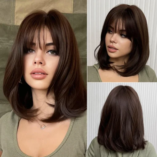 SARLA Whole Sale Cheap Lovely Ladies Hair Wigs Sale Online Sewing Machine Synthetic Short Curly Bob Wigs With Bangs For Women