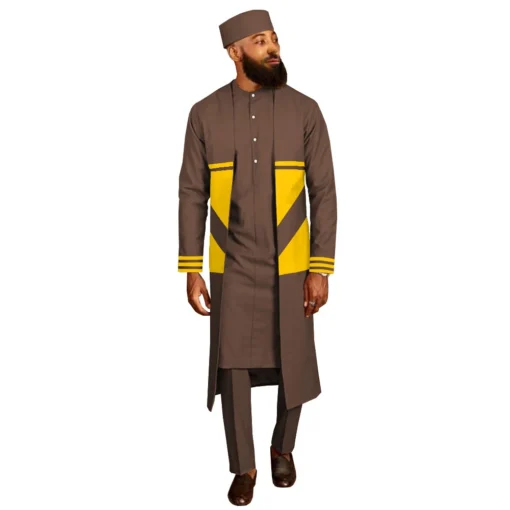 4 pieces set 19 styles Long sleeve traditional African clothes for men with hat and vest mens African clothing - Image 3