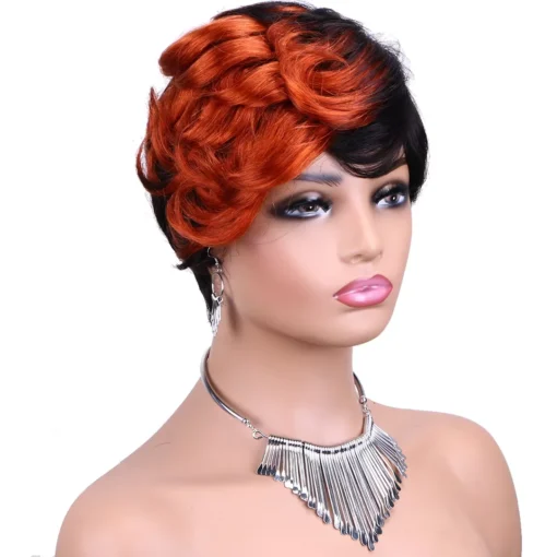 Cheap None Lace Pixie Cut Curly Wig Natural Brazilian 150% Density Pixie Curly Human Hair Wigs For Black Women - Image 4