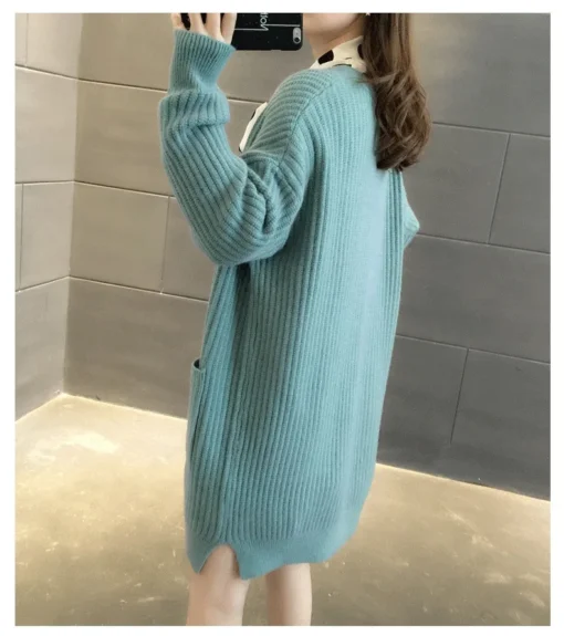 Wholesale Autumn Winter Korean Casual Long Cardigan Baggy Knitted Long Sleeve fashion Sweaters Coat Women Clothing - Image 5