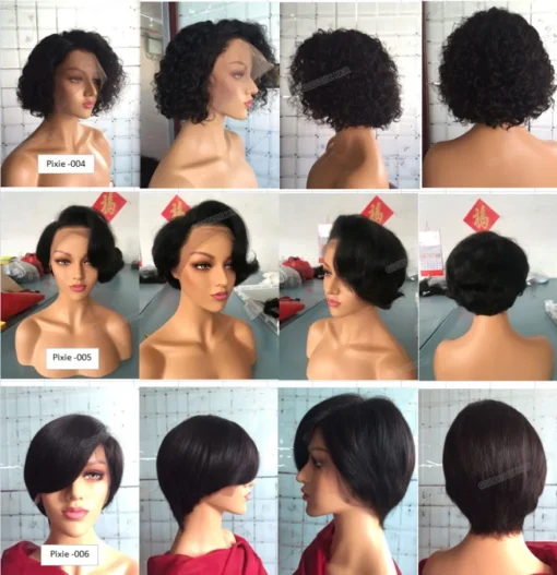 Goodluck black ST Perruque Curly Bob Short Pixie Cut Lace Human Wig Bleached Knots Lace Frontal 13x4 Pixie Wig With Baby Hair - Image 5