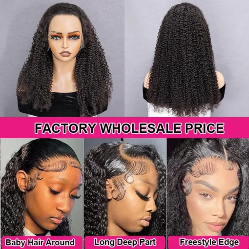 Ready To Ship Brazilian Virgin 13x4 HD Lace Frontal Afro Kinky Curly Wigs Transparent Lace Human Hair Wigs For Women