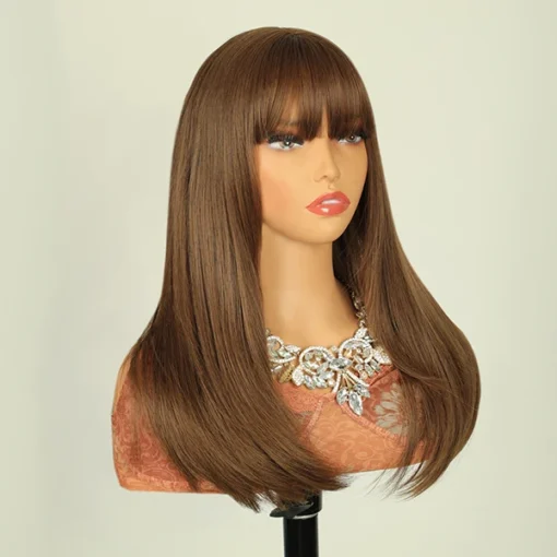 FH wholesale price hair style straight heat resistant synthetic women hair wig with bang - Image 3