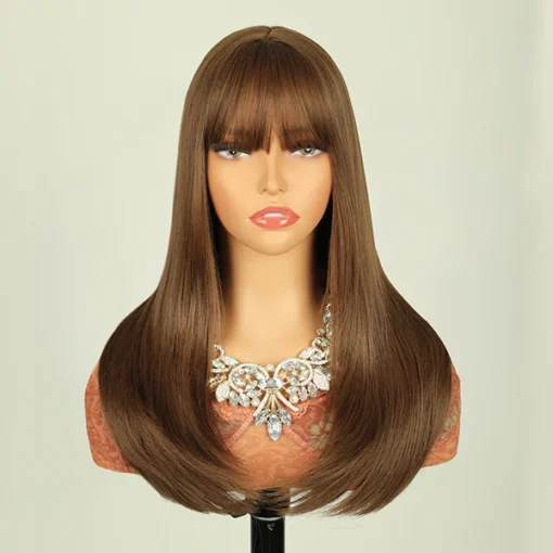 FH wholesale price hair style straight heat resistant synthetic women hair wig with bang