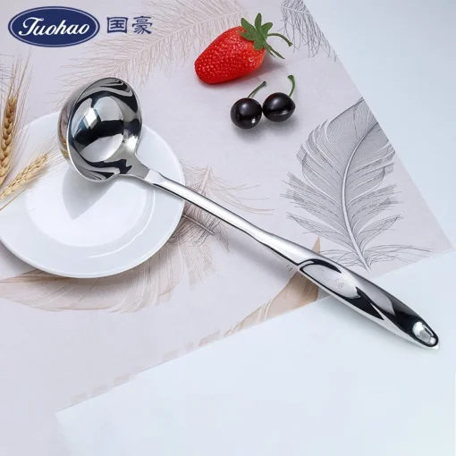 Restaurant Kitchen 18/10 Stainless Steel Oil Separation Soup Ladle Hot Pot Serving Big Spoons For Cooking Stirring - Image 6