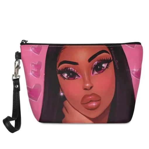 Make Up Beauty Bags Women Black Art African Girls Printing Cosmetic Cases Ladies Beauty Makeup Pouch Females Cosmetic Bags - Image 4