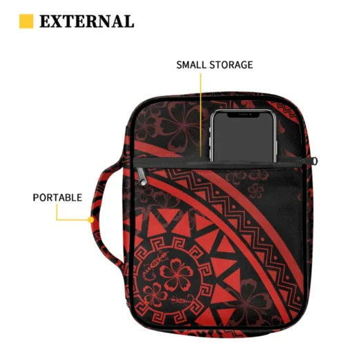 Wholesale Red Tribal Digital Printing Men Women Bible Cover Bible Carrying Bag with Book Stand Handle Zipper and Multi-Pockets - Image 3