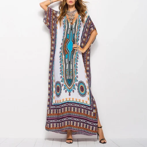 African Bazin Clothes Print Dress African  dashiki  New for Women Fashion Clothing Green Summer Ethnic Cotton OEM Africa Style - Image 5