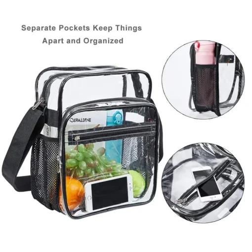 Clear Bag Stadium Approved Transparent Crossbody Messenger Shoulder Bag with Adjustable  Strap For Gym Concert Events - Image 2