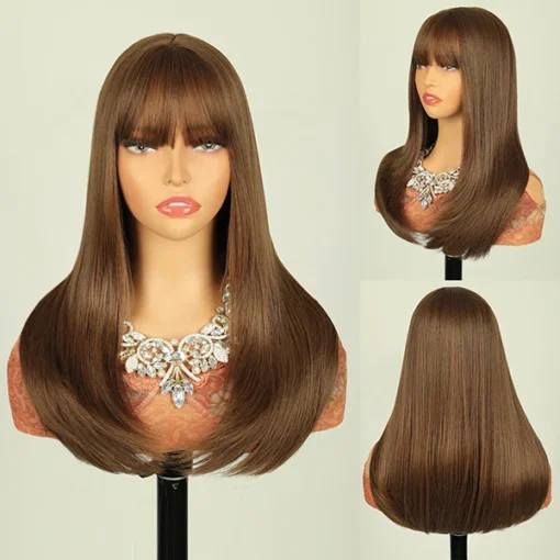 FH wholesale price hair style straight heat resistant synthetic women hair wig with bang - Image 6