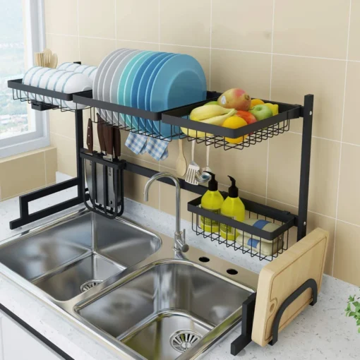 Wholesale Supplies 2 Tiers 201 Stainless Steel dish rack sink Over The kitchen