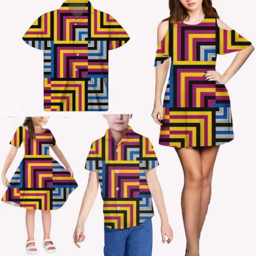 New African Colorful Matching Print Family Matching Dress Women Dresses Clothes for Men Shirt Kids Party Wear Dresses for Girls - Image 6