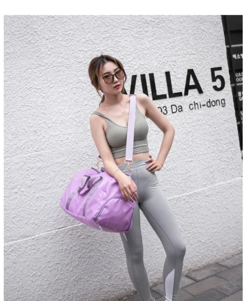 Outdoor Customized Logo Large Capacity Spend the Night Pink Duffle Weekend Bags Gym Man Women Waterproof Sports Travel Bag - Image 3