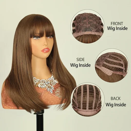 FH wholesale price hair style straight heat resistant synthetic women hair wig with bang - Image 4