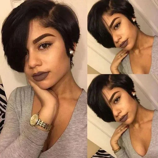 Goodluck black ST Perruque Curly Bob Short Pixie Cut Lace Human Wig Bleached Knots Lace Frontal 13x4 Pixie Wig With Baby Hair - Image 4