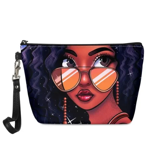 Make Up Beauty Bags Women Black Art African Girls Printing Cosmetic Cases Ladies Beauty Makeup Pouch Females Cosmetic Bags - Image 5