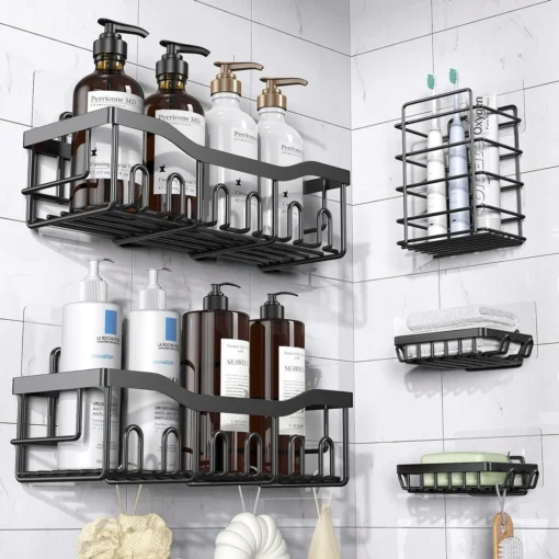 Metal Adhesive Shower Organizer Shelves for Bathroom&Kitchen,No Drilling Large Capacity Rustproof Bathroom Organizer - Image 6