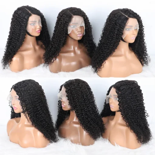 13x4 T Part Curly Transparent Lace Front 100% Virgin Human Hair Wigs, 180% Density Raw Virgin Mink Brazilian Hair Wigs