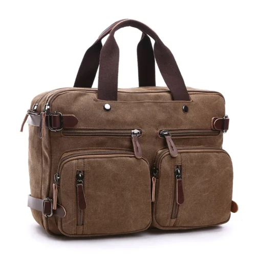 Casual Canvas Briefcase Portable Shoulder Three-purpose 15.6/16/17inch Custom Business Notebook Computer Laptop Bag For Men - Image 6