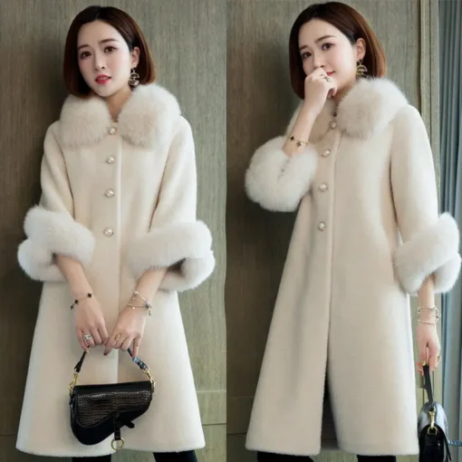 Women's Coats 2024 High Quality Midi Length Loose Women's Clothing Winter Coat Elegant Thick Fashion Fur Coat Women - Image 6