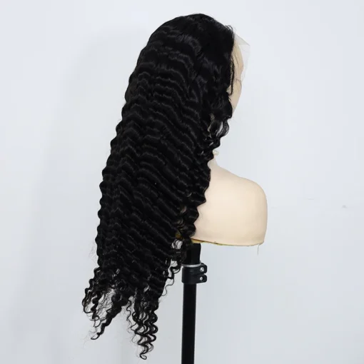 brazilian natural black 40 inch braided glueless deep wave lace front wig