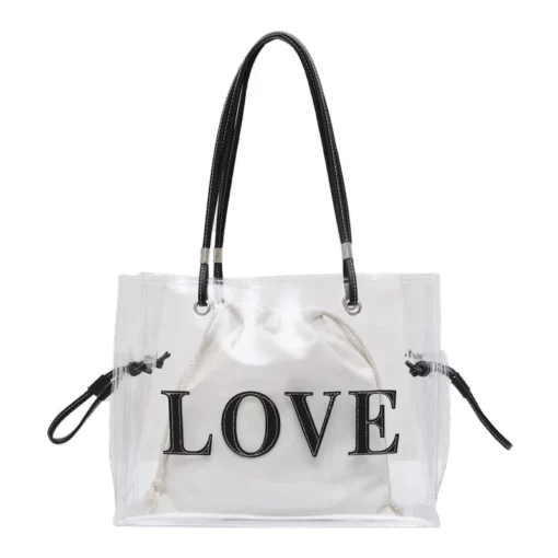 Summer New Transparent PVC Plastic Shoulder Shopping Beach Leisure Clear Purses and Luxury Handbags Tote Bags for Women - Image 4