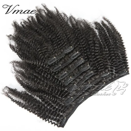 VMAE Clip Ins Mongolian Raw Virgin Natural Black 100g Natural Black Afro Kinky Curly Clip In Extensions Human Hair - Image 6