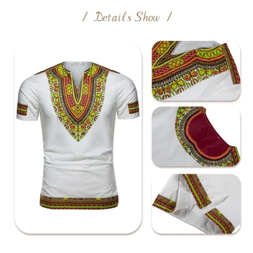 Wholesale Africa Clothing Dashiki Print Men Wear Cotton Classical Casual Puls Size T-shir Men Basic Top African Clothes For Men - Image 3