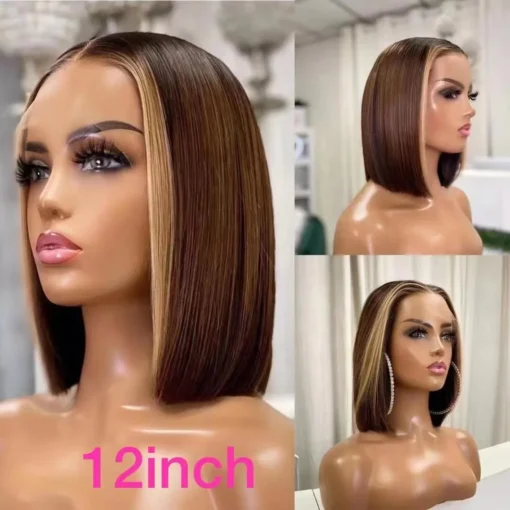 12A Grade High Quality bob color wig curly lace frontal closure blonde bob glueless human hair wigs burmese curly - Image 3