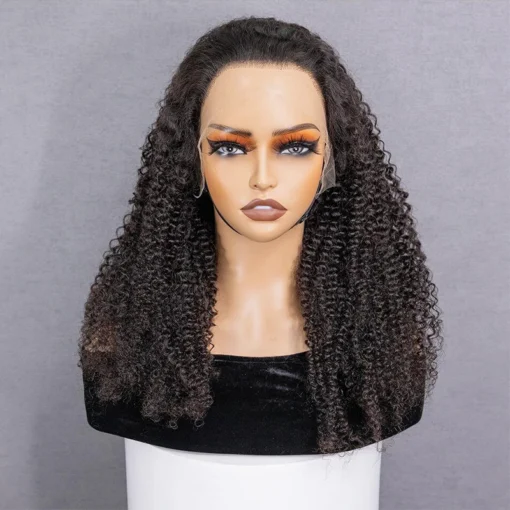 Ready To Ship Brazilian Virgin 13x4 HD Lace Frontal Afro Kinky Curly Wigs Transparent Lace Human Hair Wigs For Women - Image 3