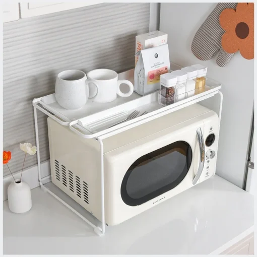 Shelf oven sink microwave oven kitchen simple black and white metal shelf shelf 2-layer desktop rice cooker multi-function