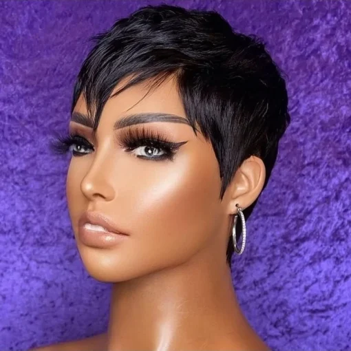 New Glueless #4/27 Brown Fumi Curls Pixie Short Cut Bob Wig Natural Look Remy Human Hair Swiss Lace Front Wigs - Image 4