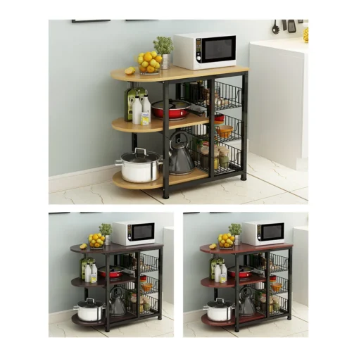 Wood Kitchen Dish Racks Organizer Microwave Oven Shelf Stand  Kitchen Shelf Rack - Image 5