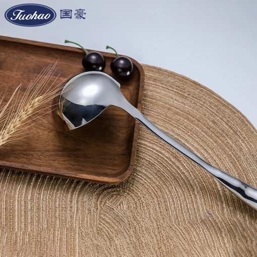 Restaurant Kitchen 18/10 Stainless Steel Oil Separation Soup Ladle Hot Pot Serving Big Spoons For Cooking Stirring - Image 2