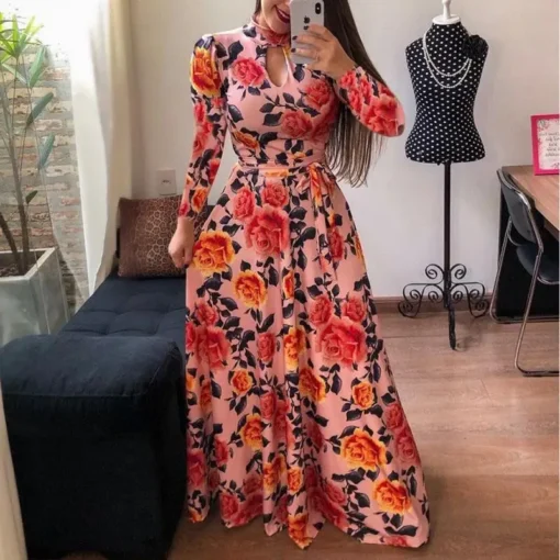 Women Casual African Kitenge Dress Designs Floral Printed Maxi Dress Ladies Holiday Party Long Dress Plus Size Sundress