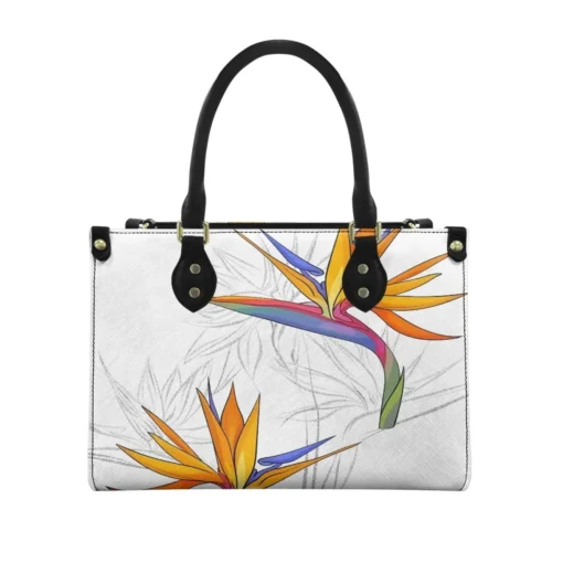 Popular Fashion Bird Flower Ladies Pu Twill Handbag Custom Printing On Demand Exquisite Waterproof Ladies Handbag Shopping Bag - Image 4