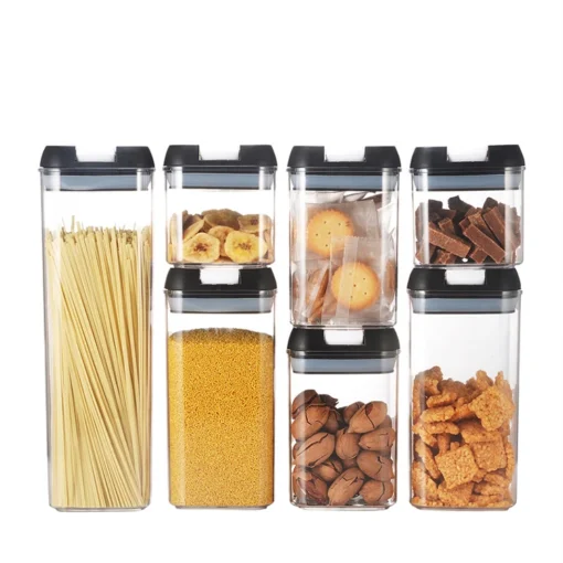 Hot selling storage jar plastic clear airtight kitchen food storage box kitchen containers set jars with lid