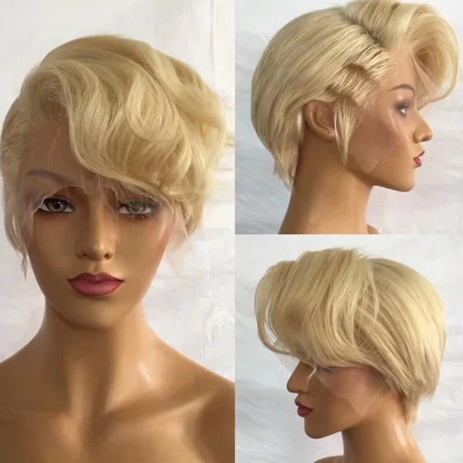 Perruque High Quality Wholesale Virgin Pixie Blond Short Wigs For Black Women Lace Front Pixie Cut Human Hair Wigs - Image 3