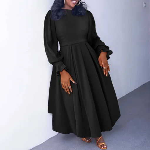 African Clothes Large Big Ladies Long Dresses Winter Elegant Large Skirt A- Line Women's Fall Dress Long Sleeve Plus Size Dress