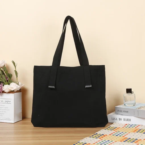 Blank Canvas wholesale shopping bags with handle in pu leather - Image 2