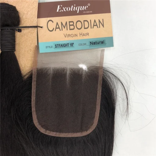 packet hair 100% cambodian virgin remy hair bundle closure 18"18"18"18" +14" 10A  closure and 4 bundles hair