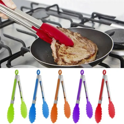 3pcs Food Grade Silicone Food Tongs Sets Heat Resistant Kitchen Tongs Reusable Stainless Steel Silicone Tongs For BBQ Cooking - Image 2