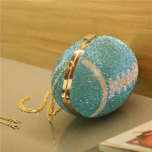 Popular New Trending Funny Football Purses Handbags for Women Luxury Bling Rhinestone Clutch Handbag Evening Bags