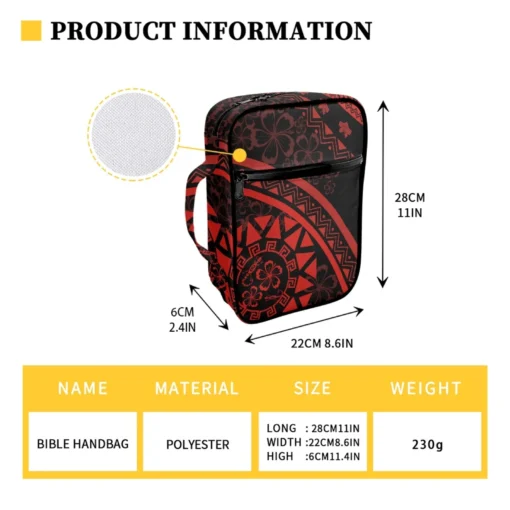 Wholesale Red Tribal Digital Printing Men Women Bible Cover Bible Carrying Bag with Book Stand Handle Zipper and Multi-Pockets - Image 2