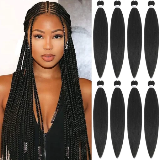 X-tress black hair bundle yaki braids EZ braids pre-stretched ez braid hair for black women synthetic fiber hair - Image 6